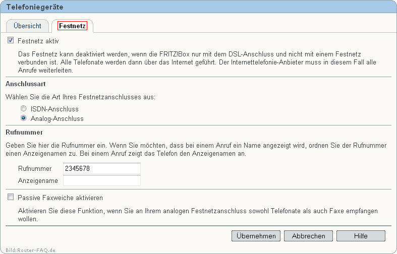 FRITZ!Box: Einrichtung Telefonie Festnetz 04.86 6